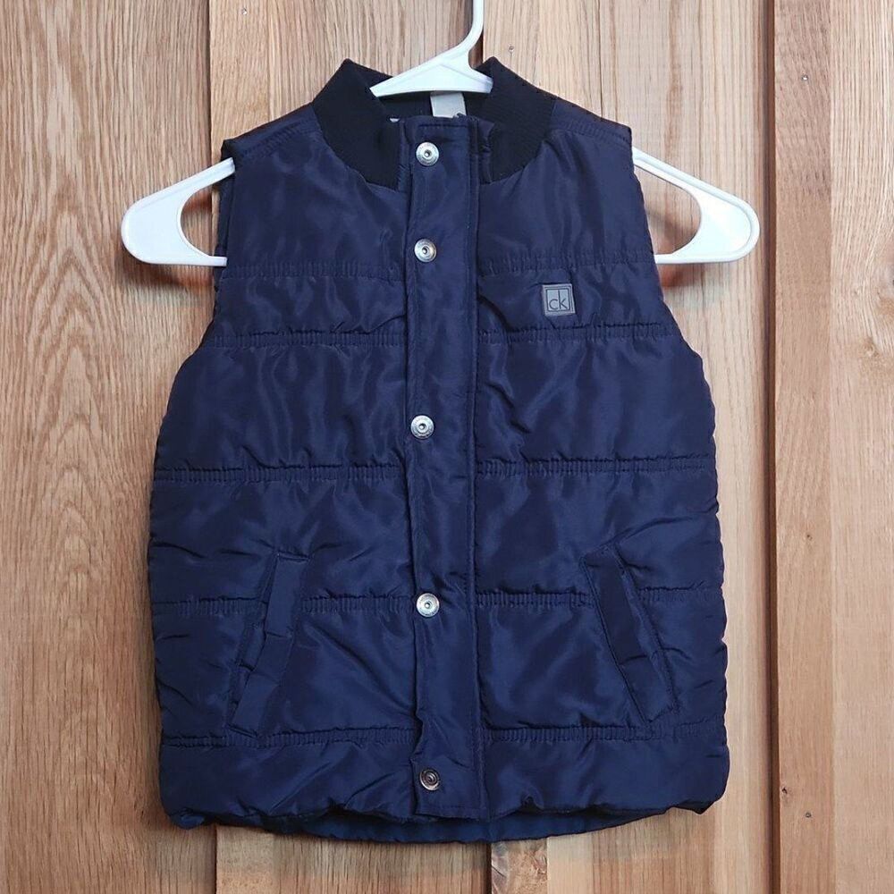 Calvin Klein Designer Puffer Insulated Vest Jacket, Size 5, Navy Blue Unisex